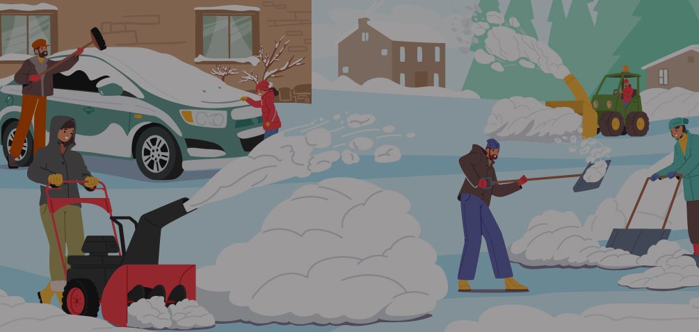 Neighbours helping one another in winter